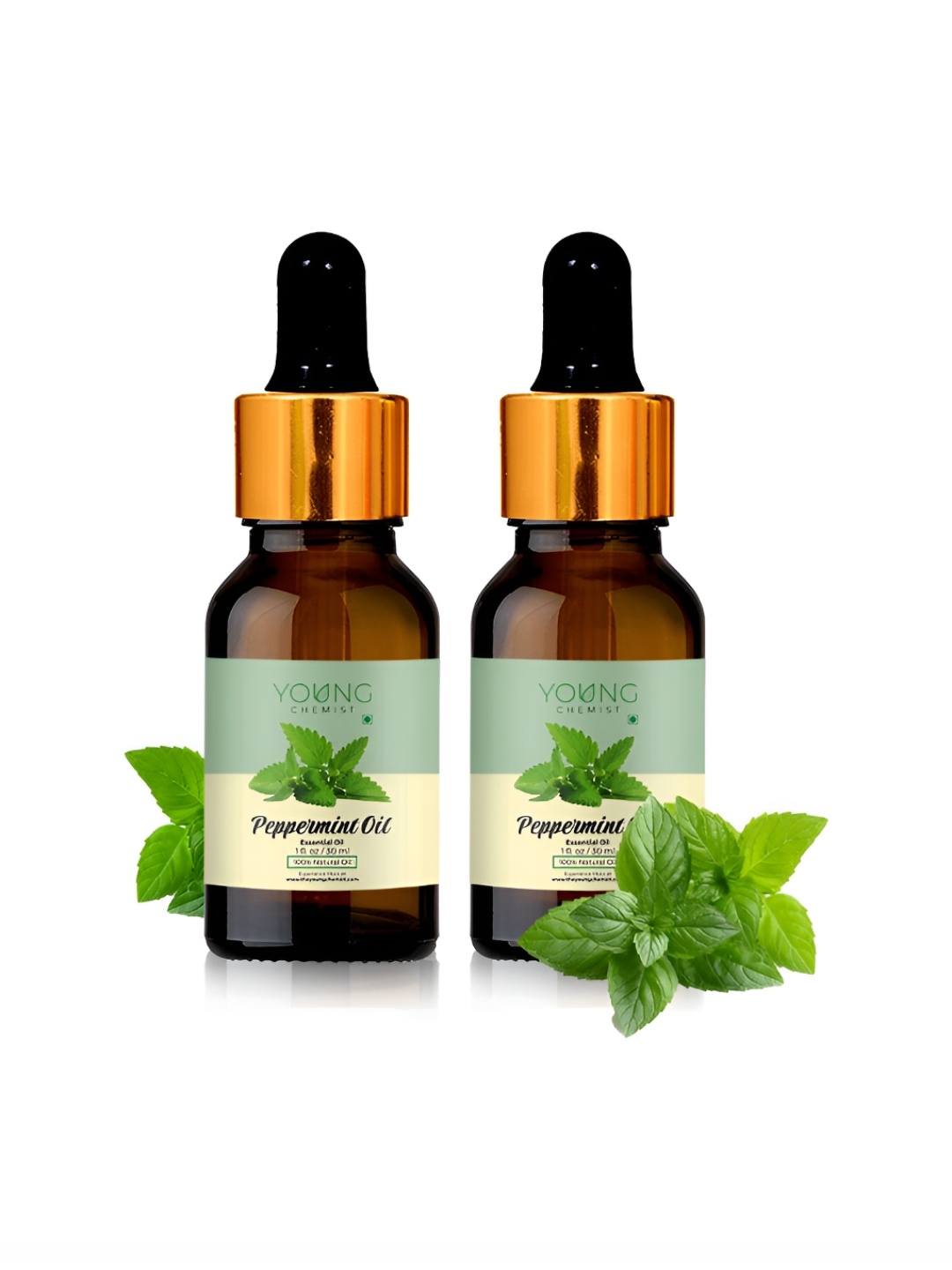 

YOUNG CHEMIST Set Of 2 Peppermint Essential Oil - 30 ml Each, Brown