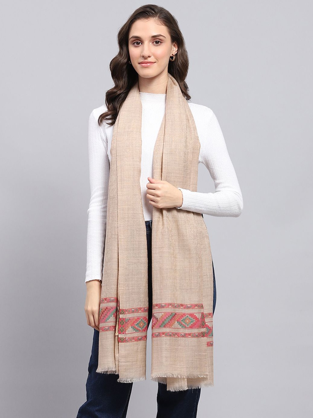 

Monte Carlo Women Woven Design Stole, Beige