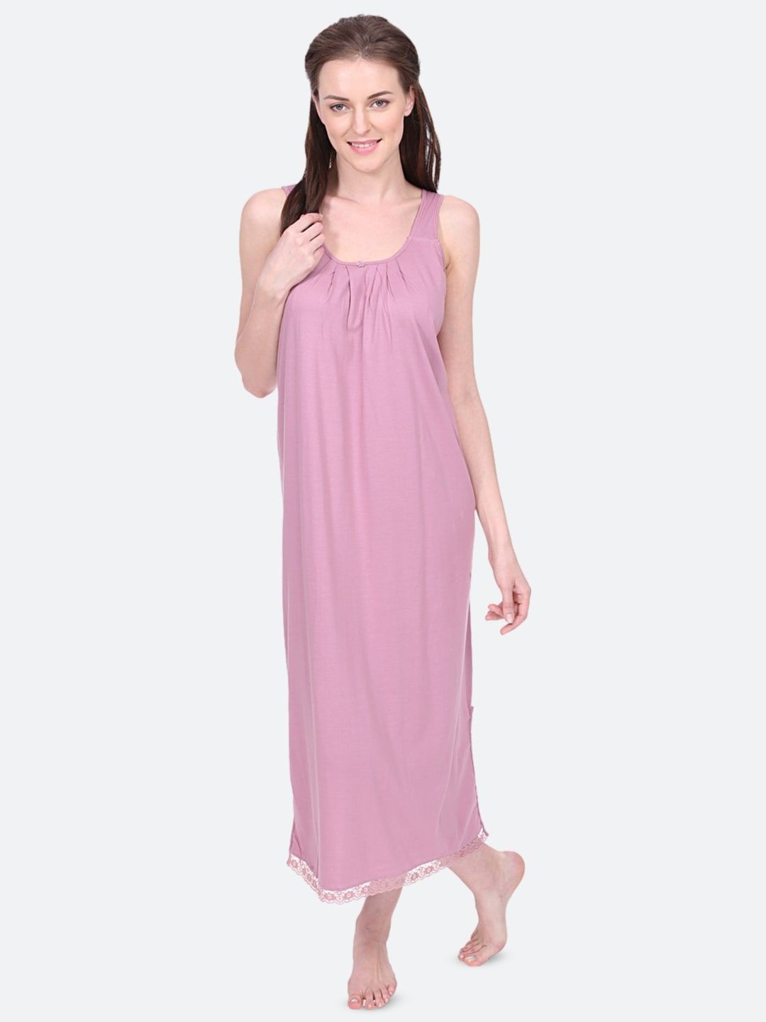 

RedRose Women Sleeveless Maxi Nightdress, Pink