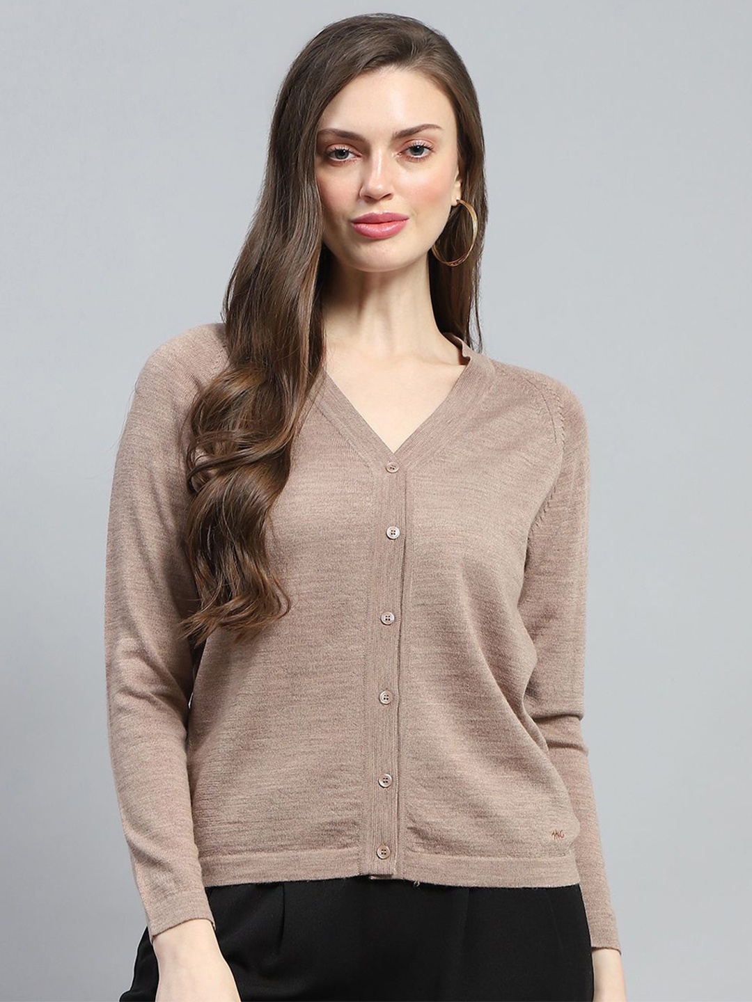 

Monte Carlo Women Solid Woollen Cardigan, Beige