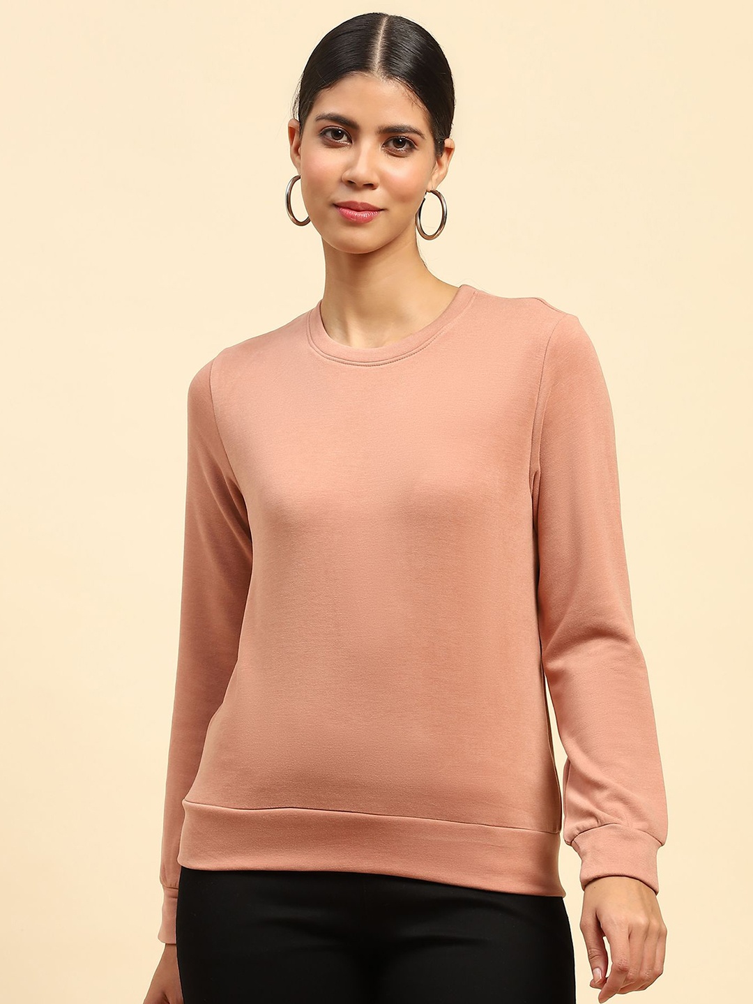 

Global Republic Women Round Neck Pullover Sweatshirt, Pink