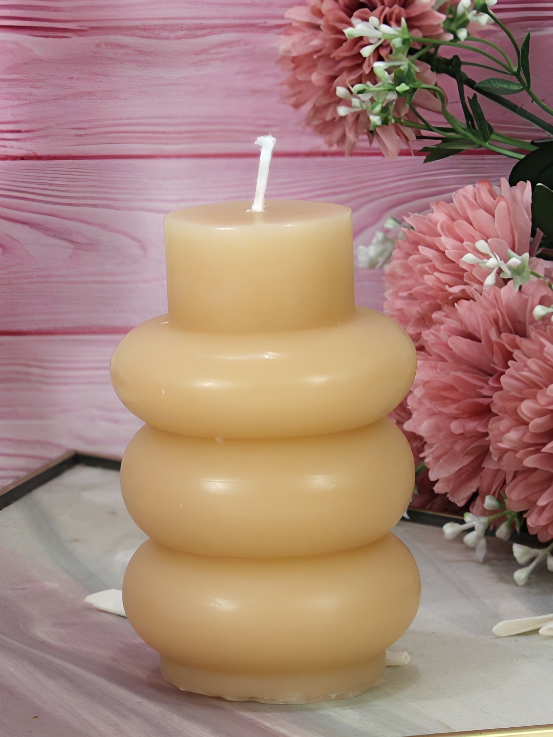 

TIED RIBBONS Cream-Coloured Berries Scented 48 Hours Burn Time Pillar Candle