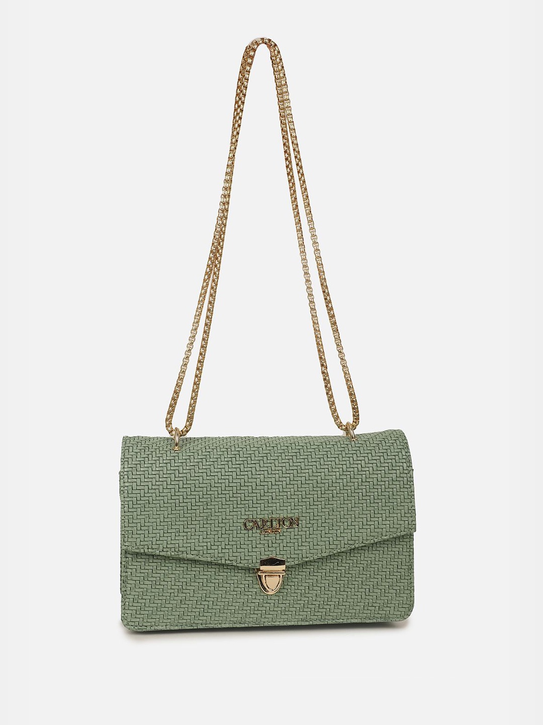 

Carlton London Women Textured Crossbody Leather Sling Bag, Green