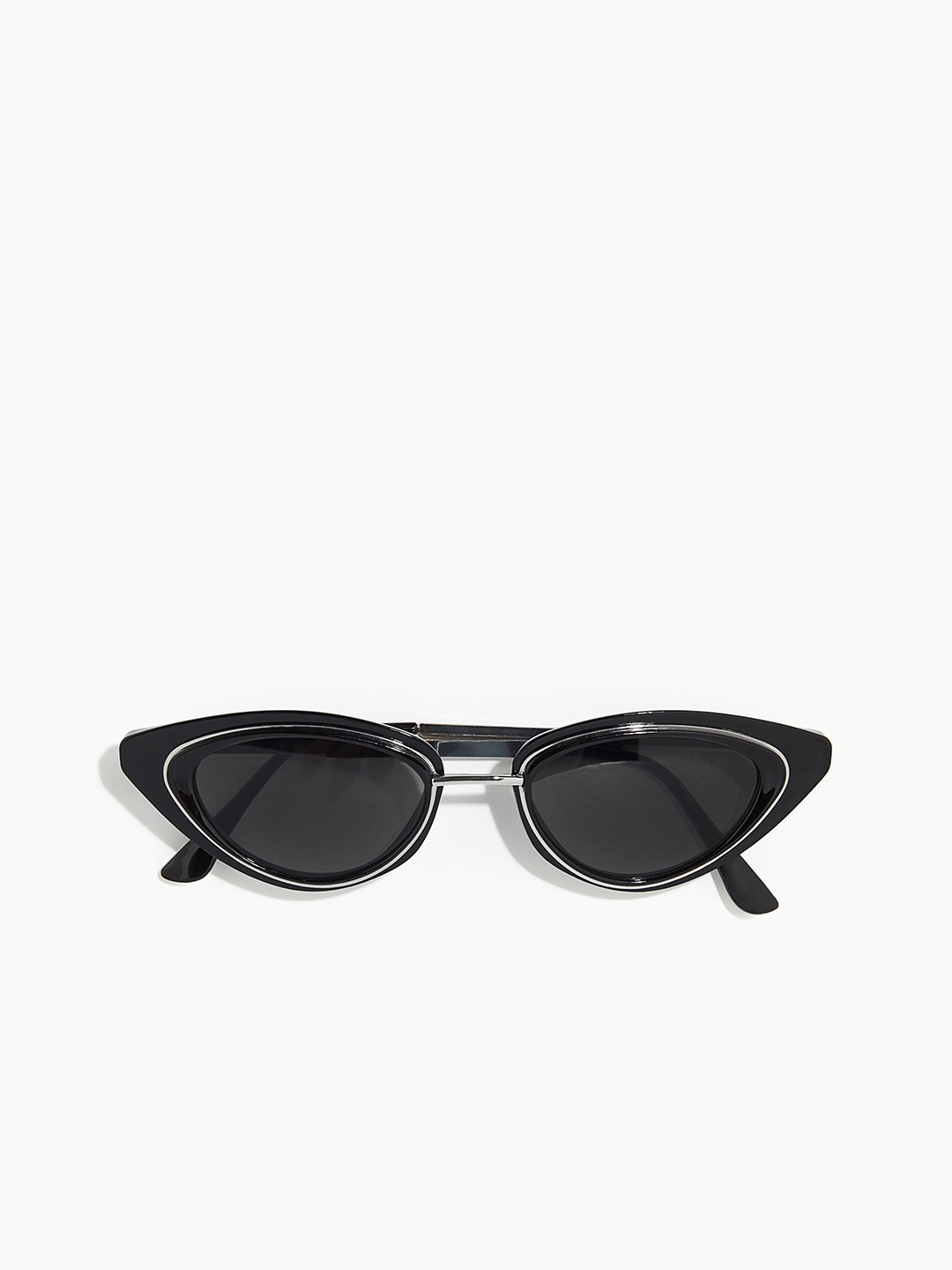 

H&M Women Cat-Eye Sunglasses 1246461001-Black/Silver-Coloured