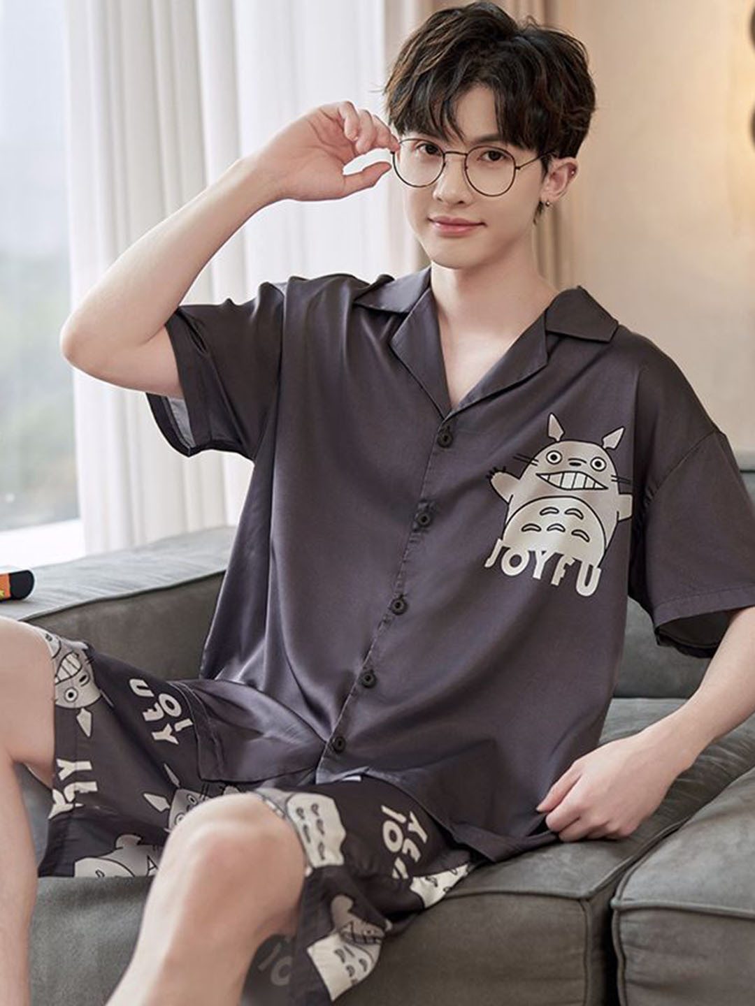 

StyleCast Printed Shirt With Shorts, Brown