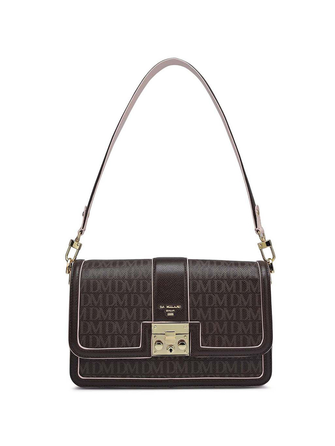 

Da Milano Women Textured Structured Leather Shoulder Bag, Brown