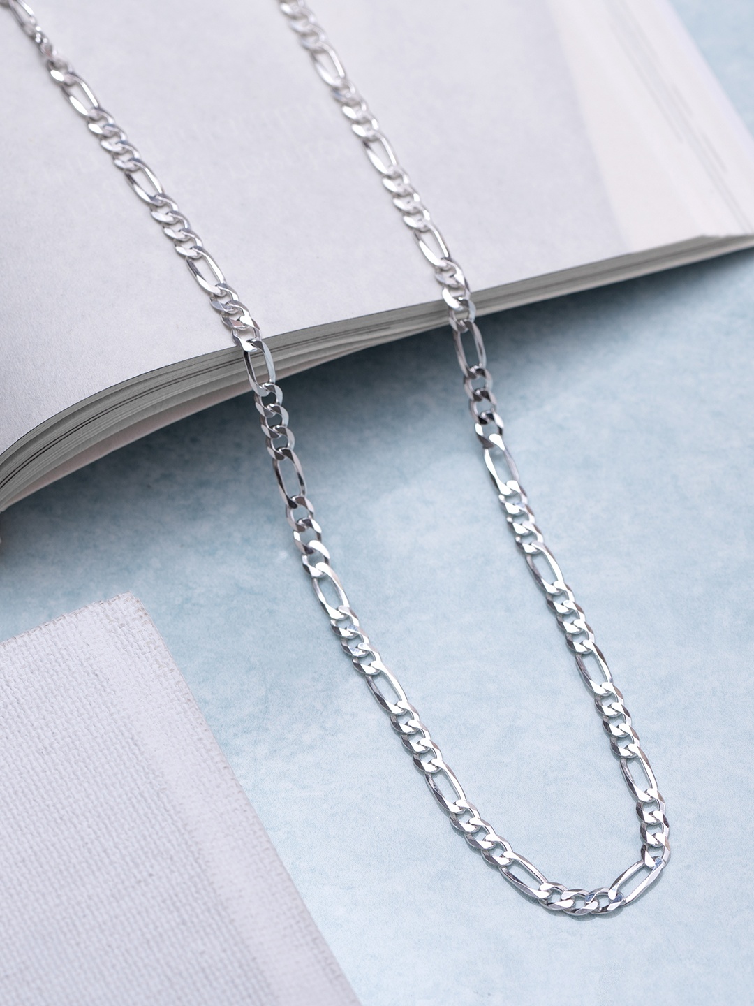

Zavya Men Rhodium Plated 925 Sterling Silver Figaro Chain