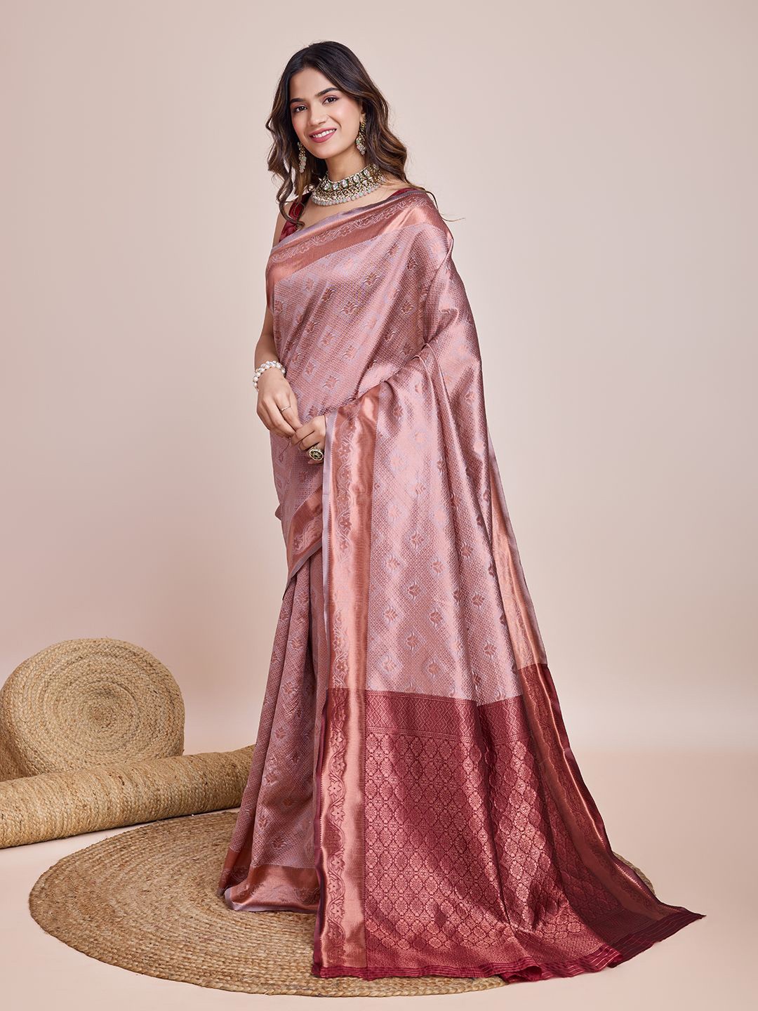 

CARTYSHOP Woven Design Banarasi Saree, Pink