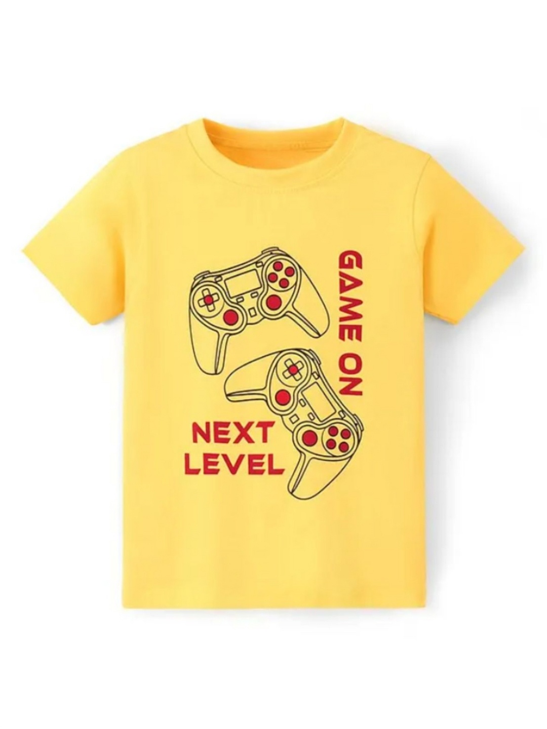 

TINY TREASURE Unisex Kids Graphic Printed Round Neck Cotton T-shirt, Yellow