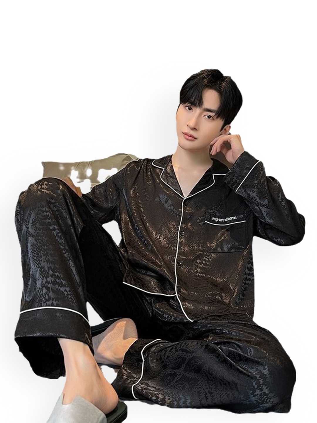

StyleCast Men Printed Shirt With Pyjama Night Suit, Black