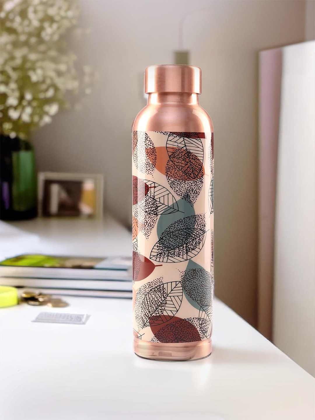 

Kuber Industries Copper-Toned & Green Single Copper Printed Water Bottle