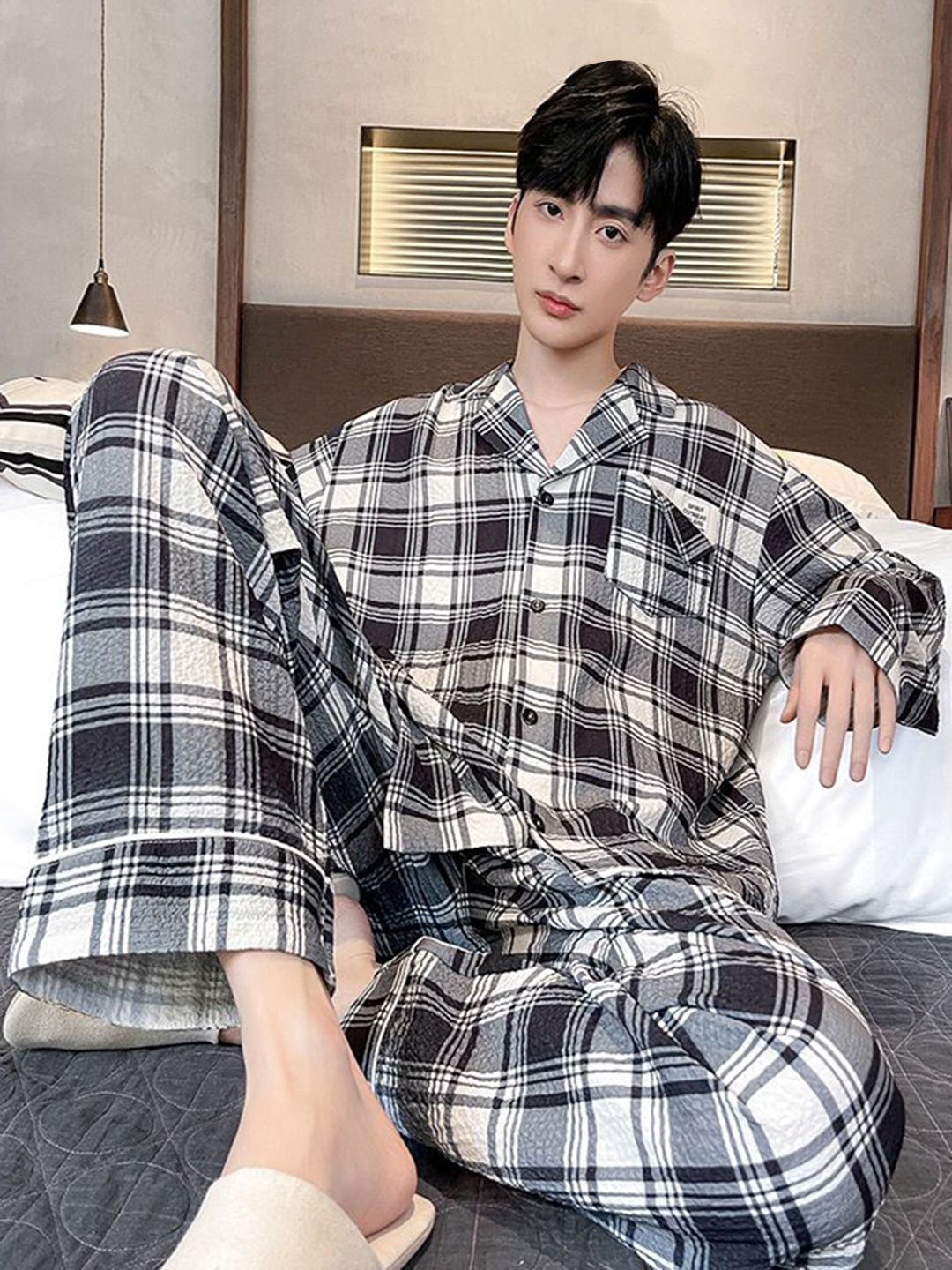 

StyleCast Checked Shirt With Pyjama, Grey