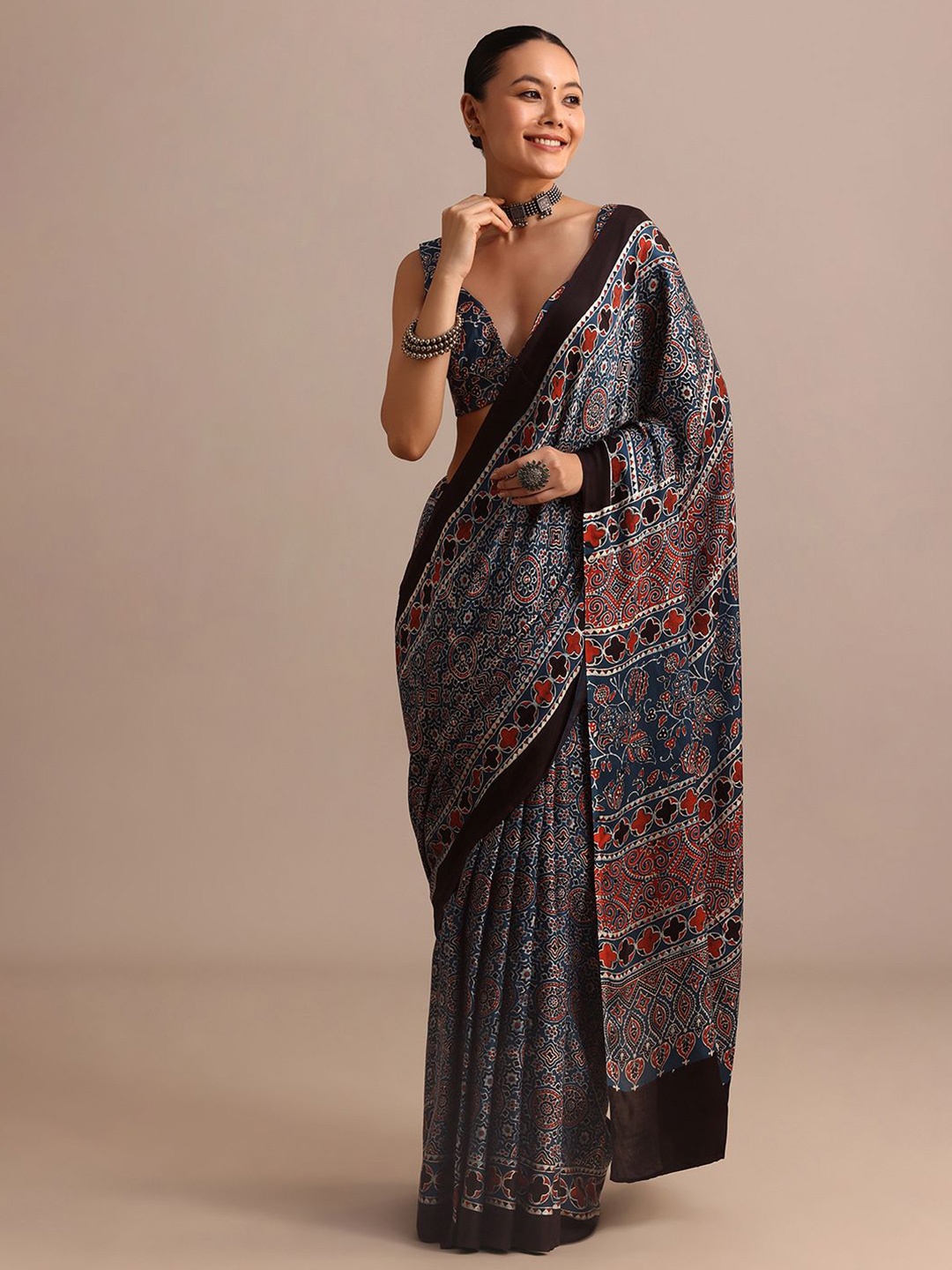 

KALKI Fashion Satin Saree With Blouse Piece, Blue