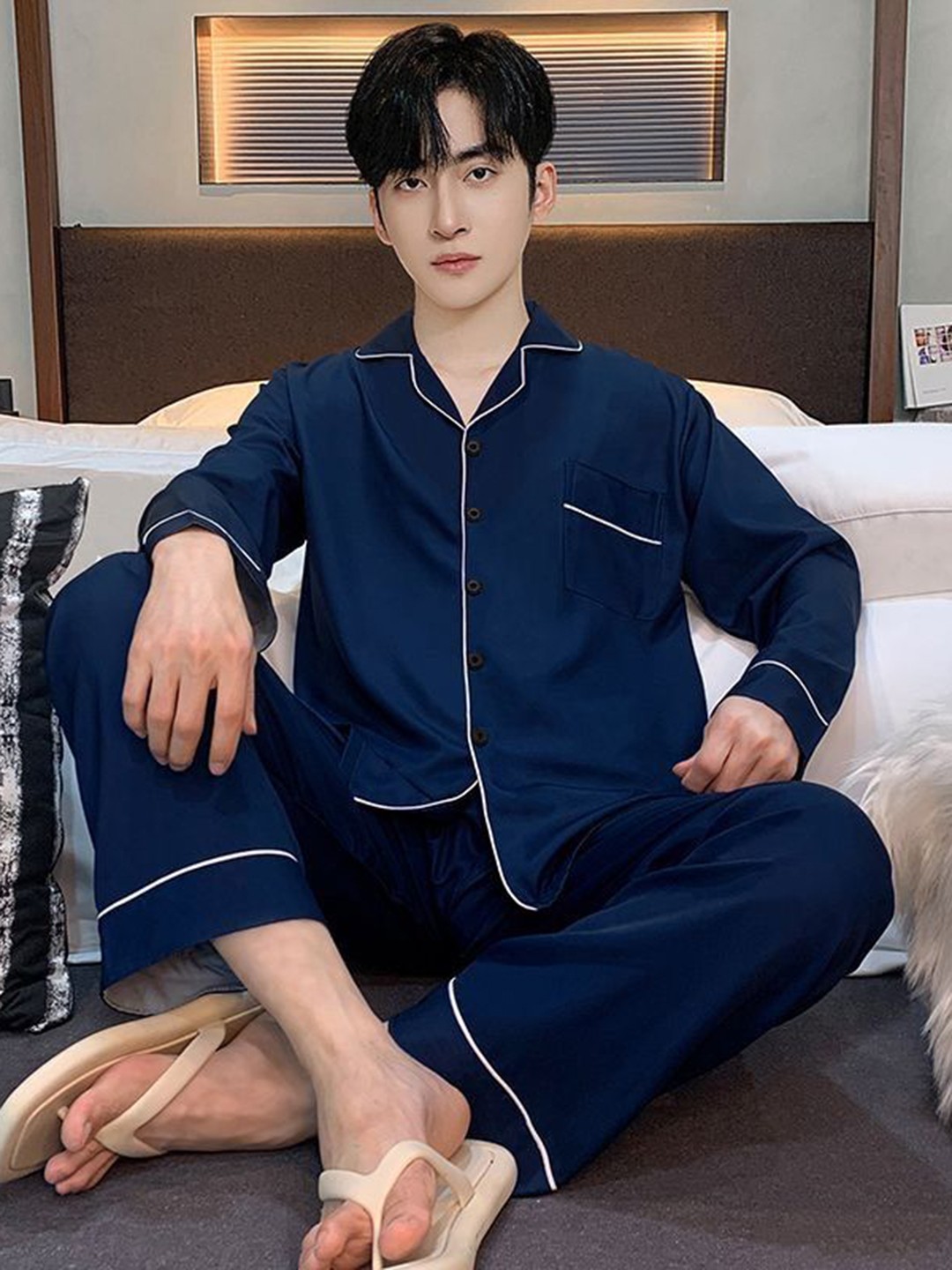 

StyleCast Shirt with Pyjama Night Suits, Navy blue