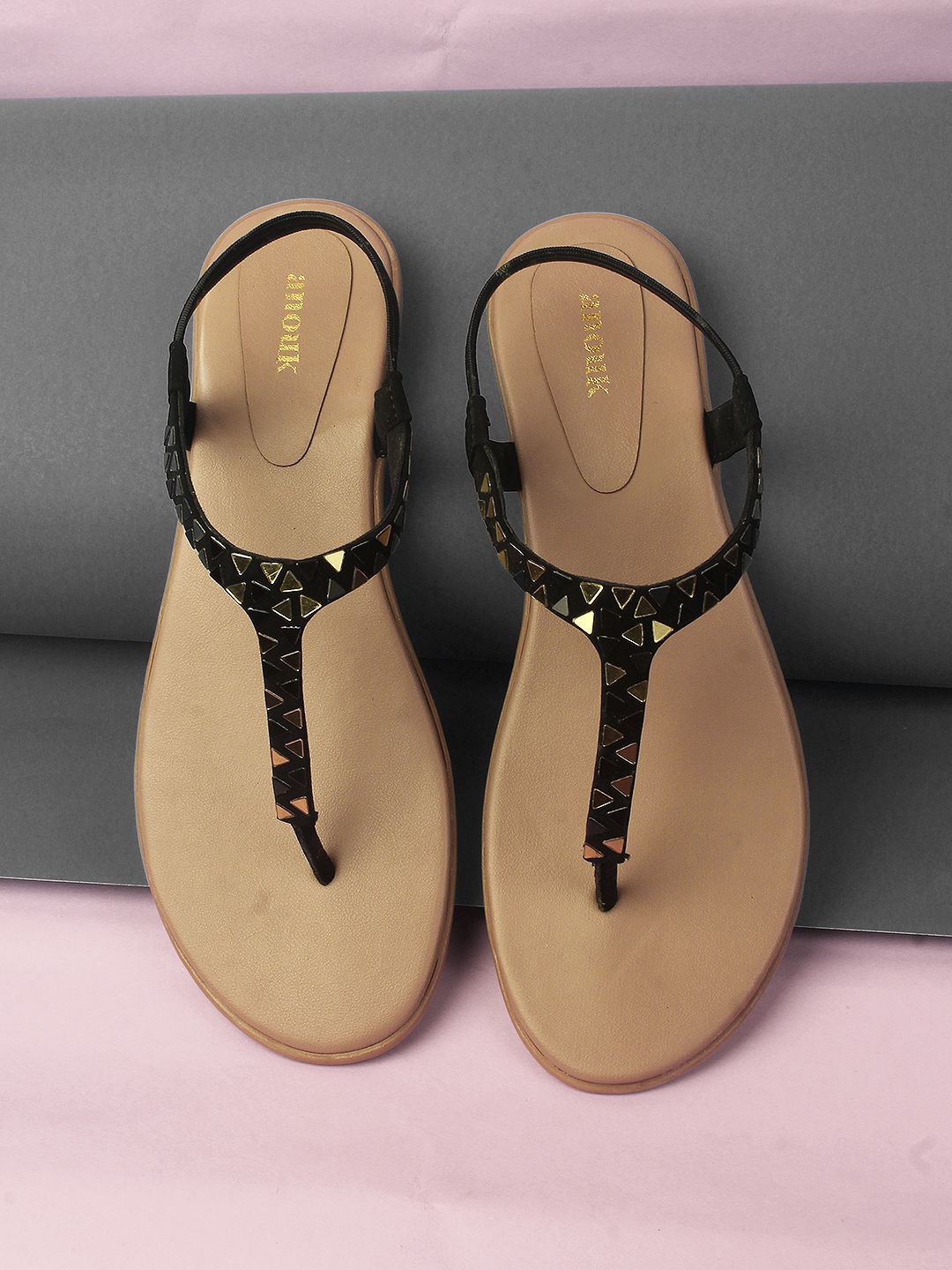 

Anouk Women Embellished T-Strap Flats, Black