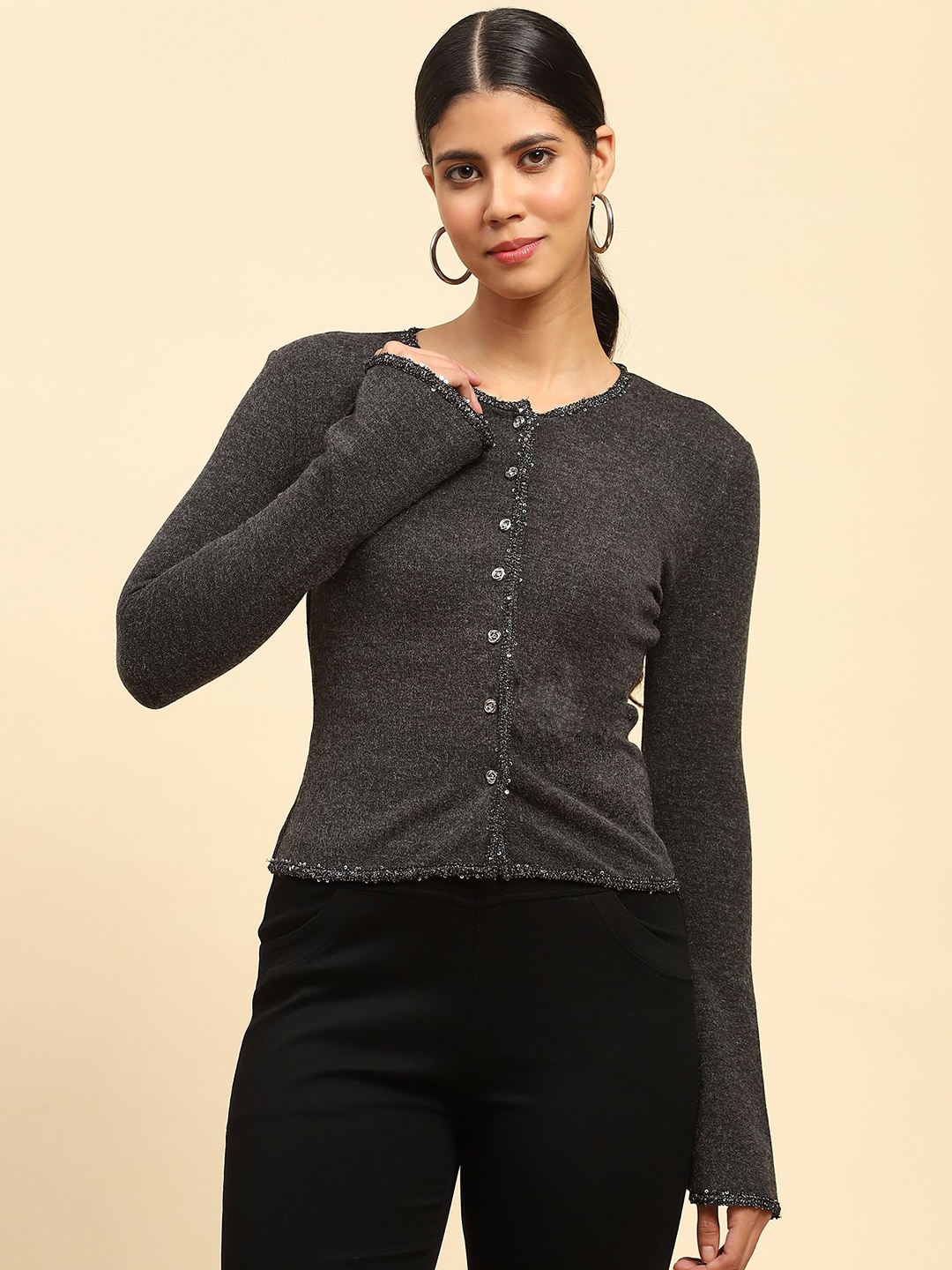 

Global Republic Womens winter Cardigan, Grey