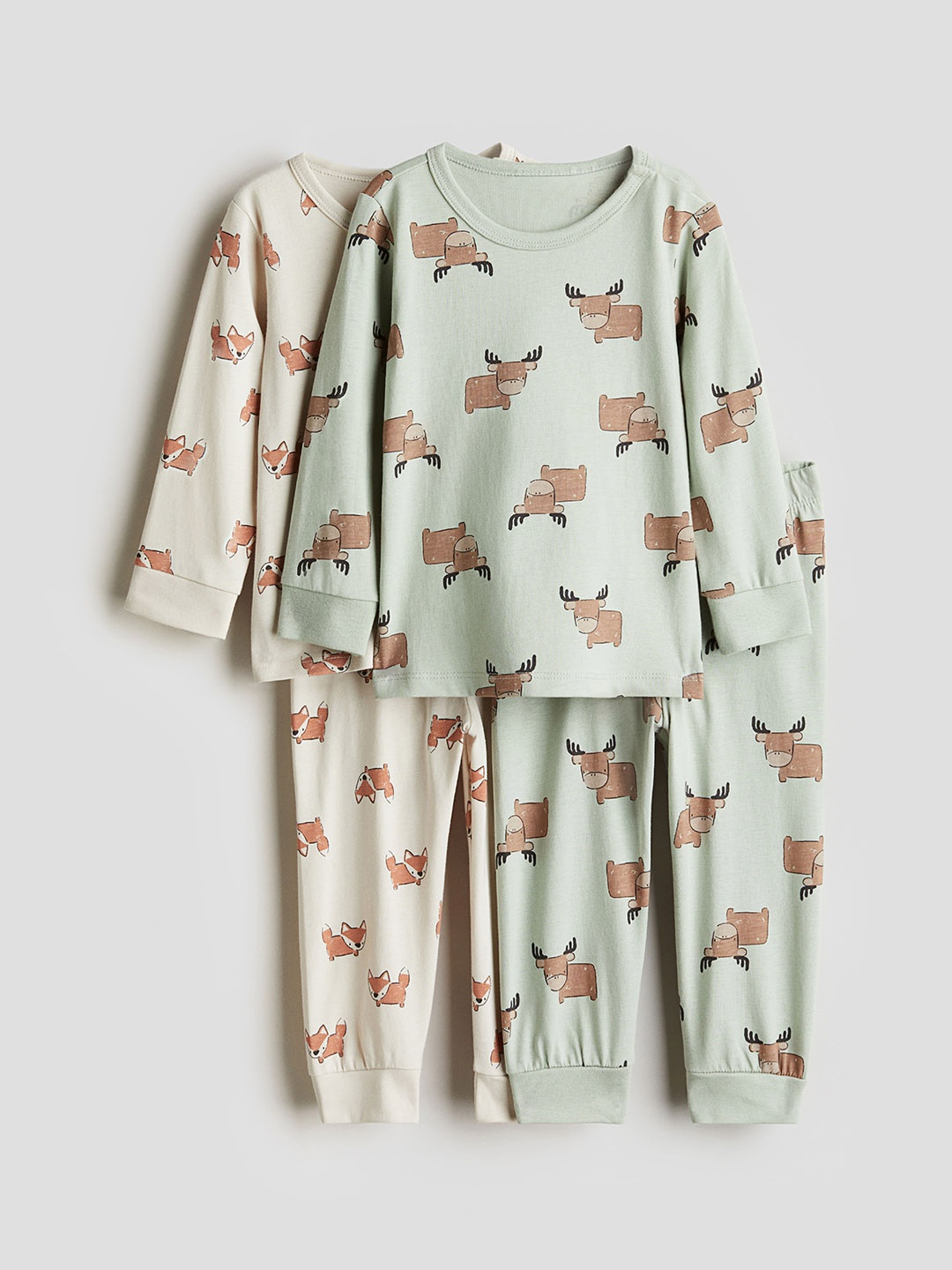 

H&M Boys 2-Pack Printed Cotton Pyjamas, Green