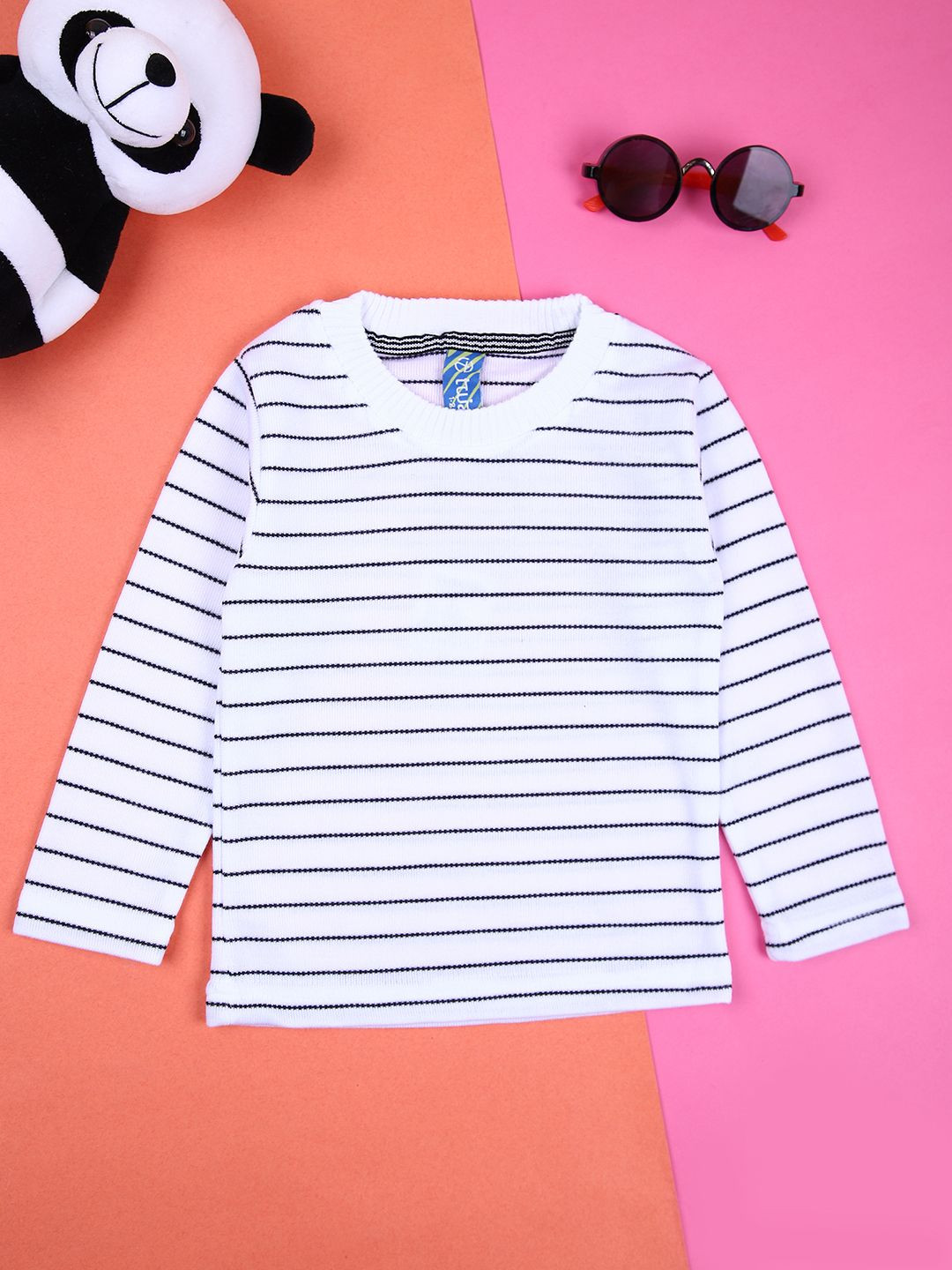 

V-Mart Boys Striped Acrylic Pullover, White