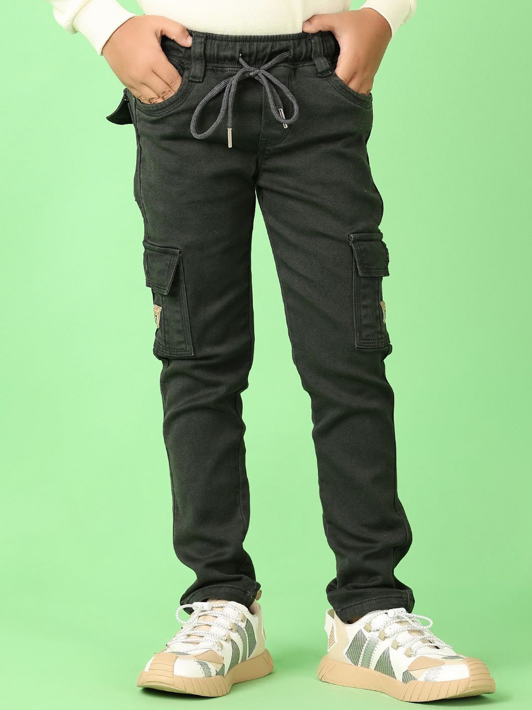 

V-Mart Boys Low Distress Jeans, Green