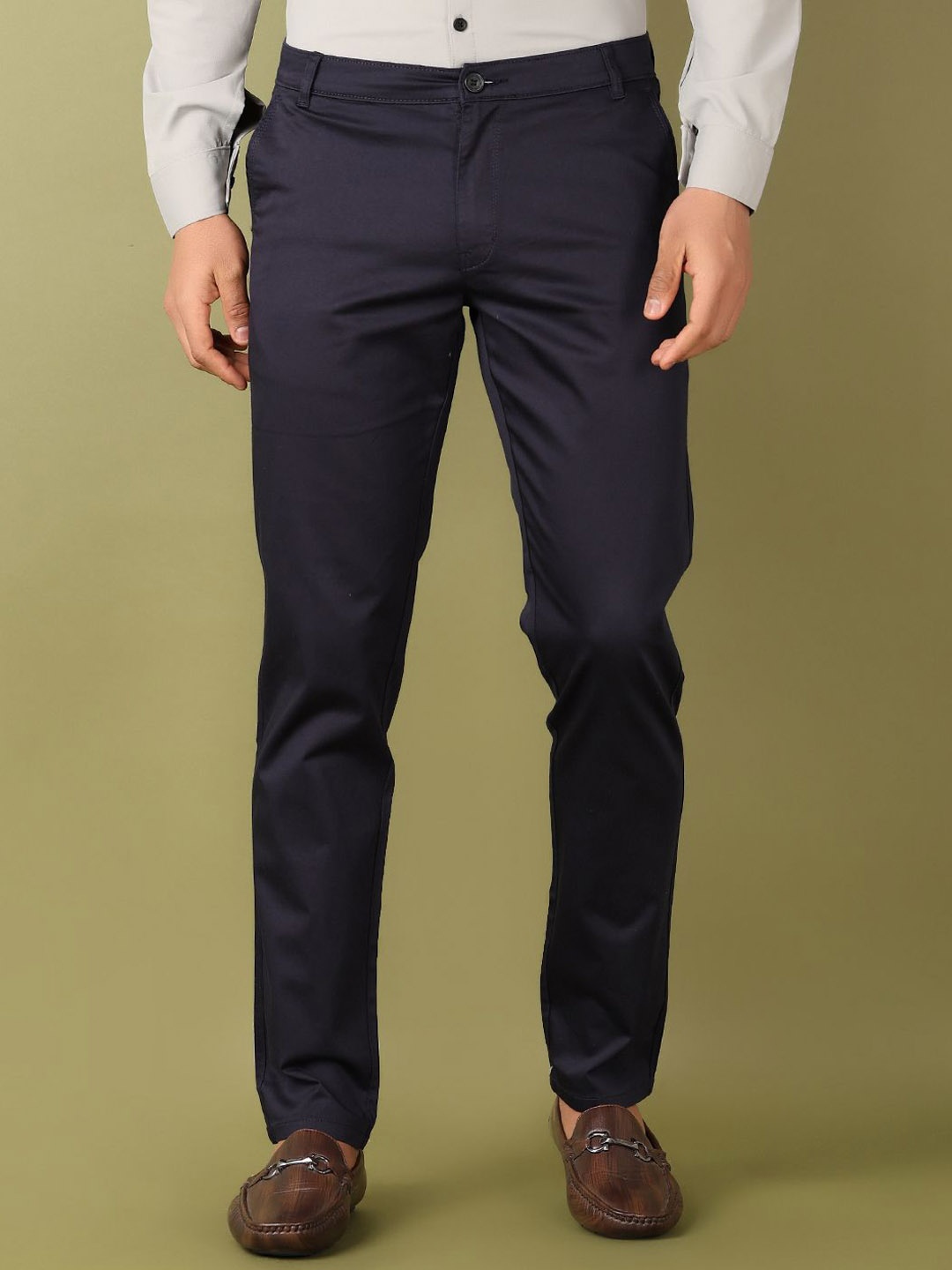 

V-Mart Men Solid Mid-Rise Chinos Trousers, Navy blue