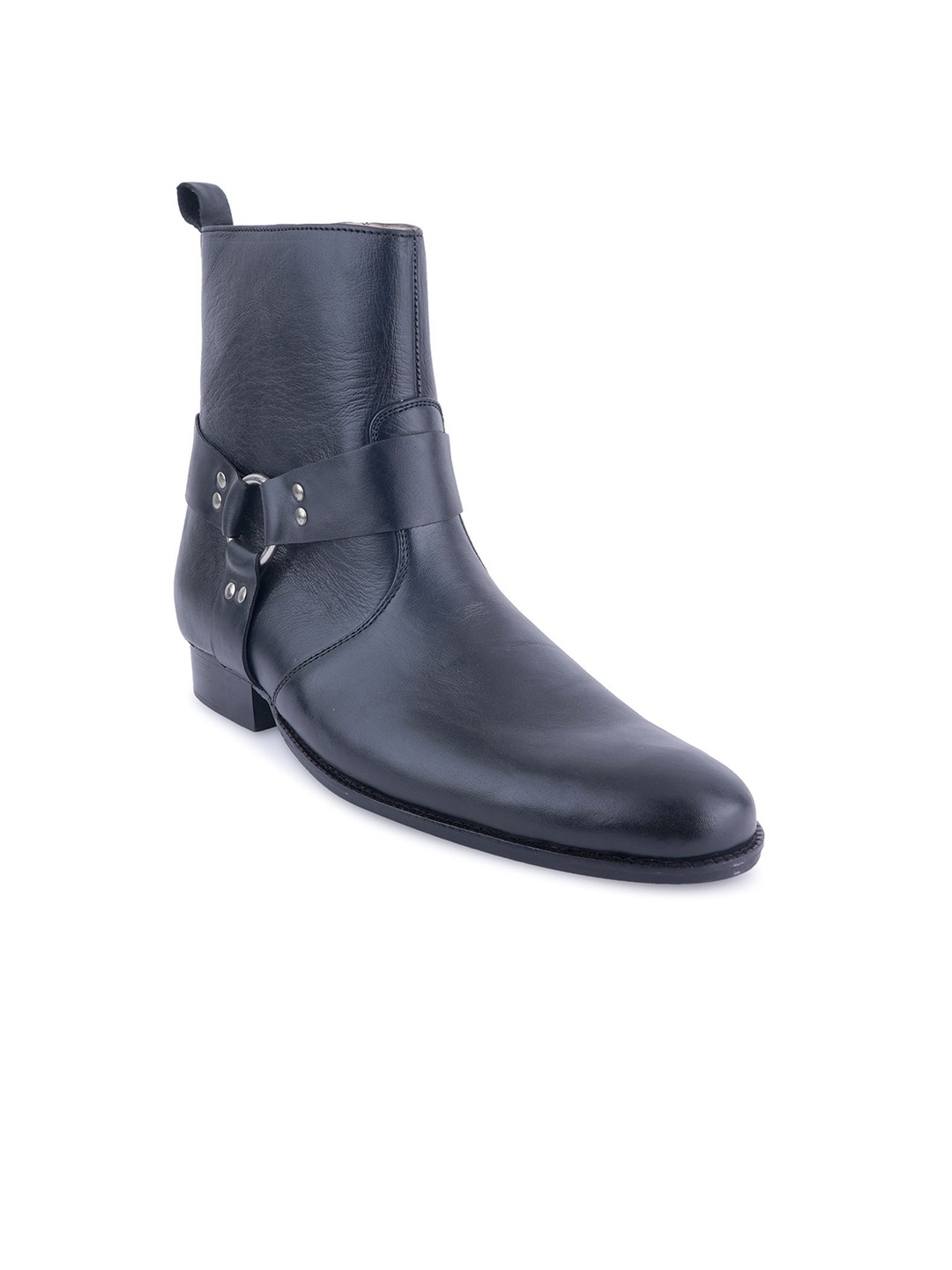 

ITALIAN ELEGANZA Men Block Heel Round Toe Boots, Black