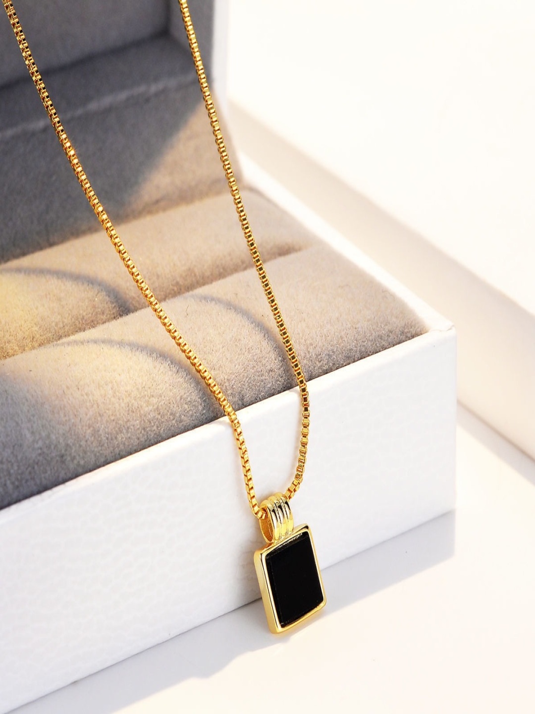 

MYKI Gold-Plated Cubic Zirconia Square Pendant with Chain