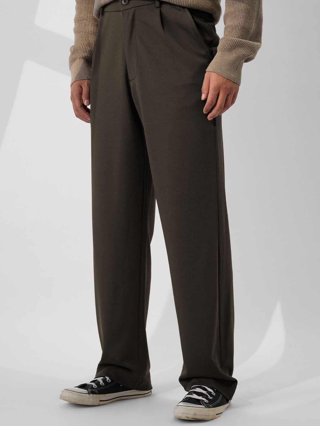 

The Souled Store Men Straight Fit Trousers, Brown