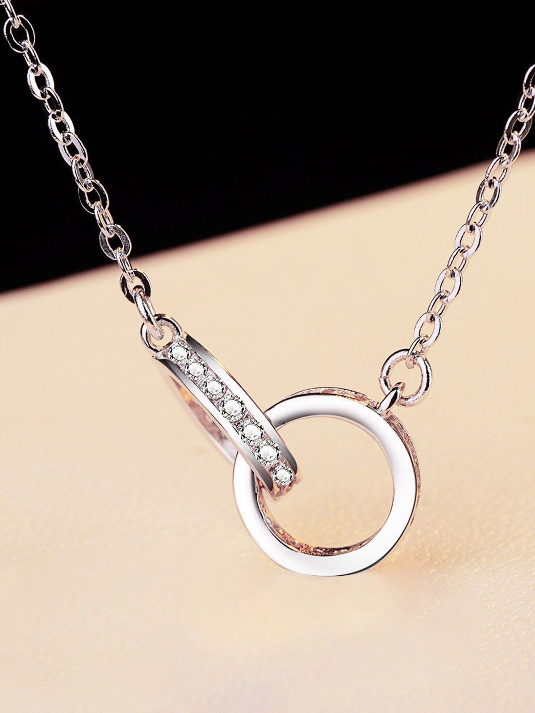 

MYKI Silver-Plated Cubic Zirconia Contemporary Pendant with Chain