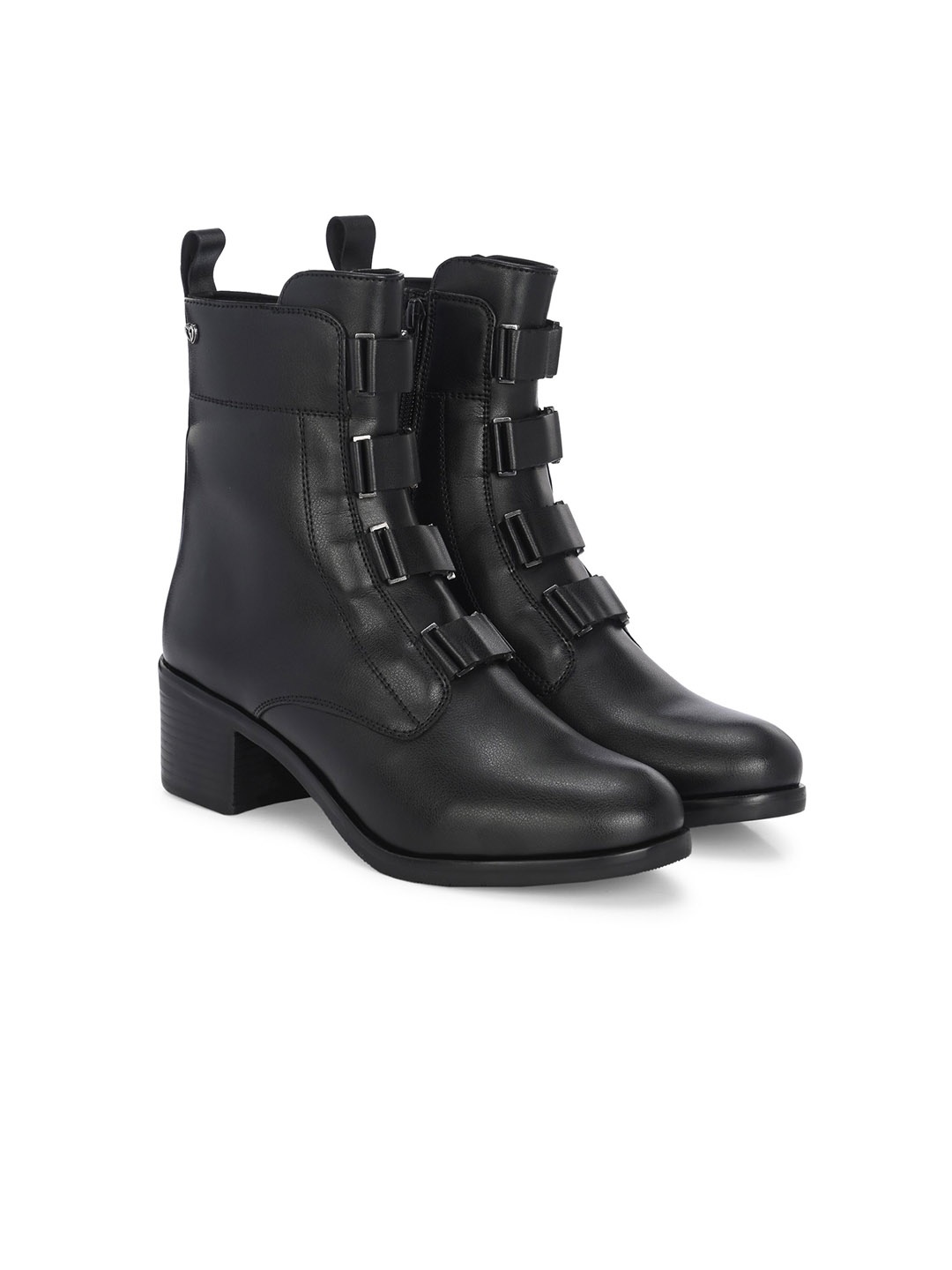 

Delize Women Vegan Leather Block-Heeled Boots, Black