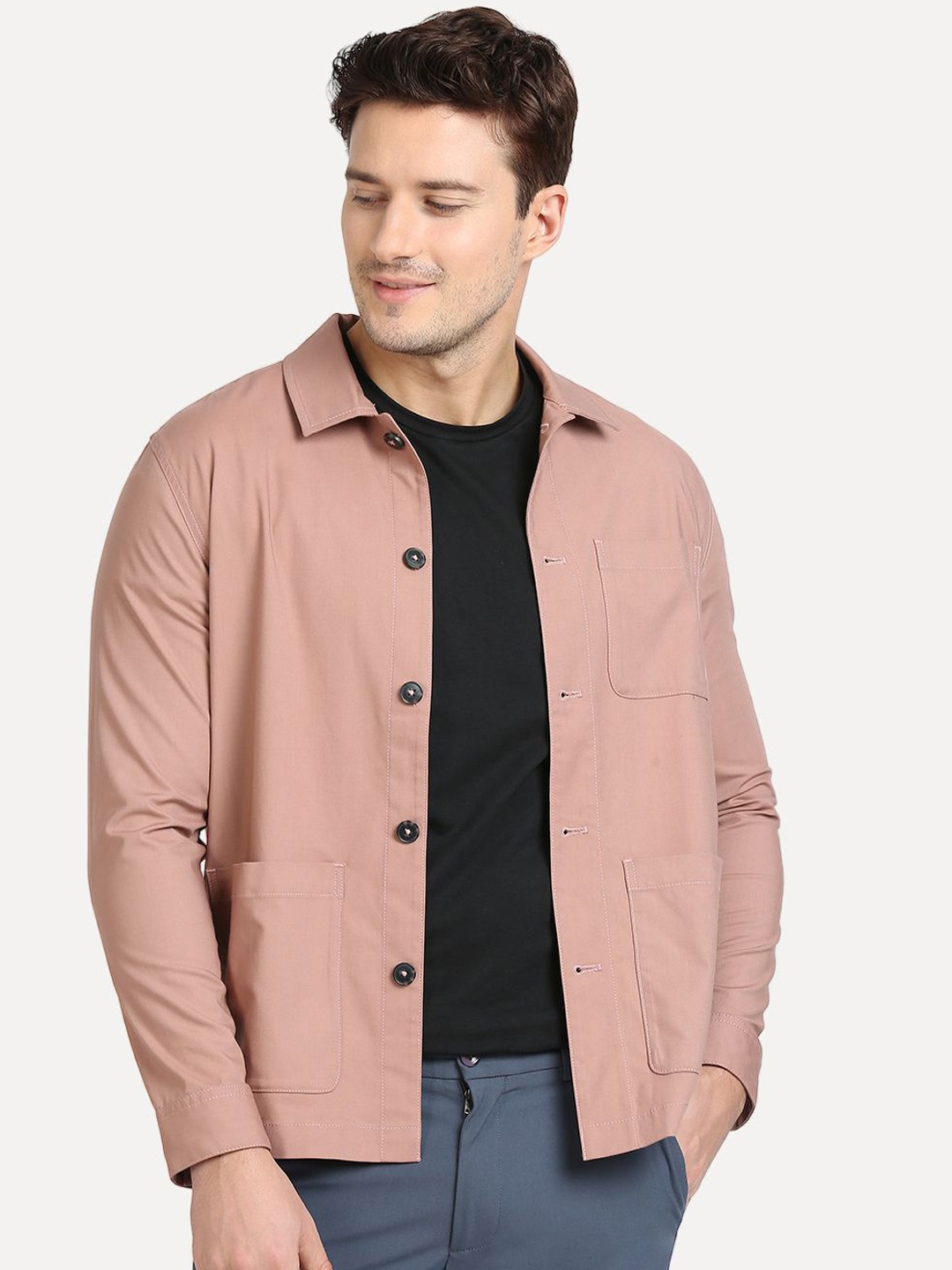 

ONEMILE Men Spread Collar Solid Casual Tailored Jacket, Beige