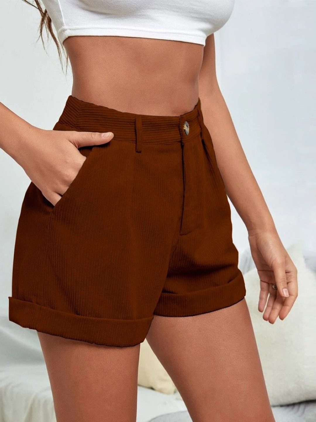 

StyleCast Women Solid Regular Fit Hot Pants Shorts, Brown
