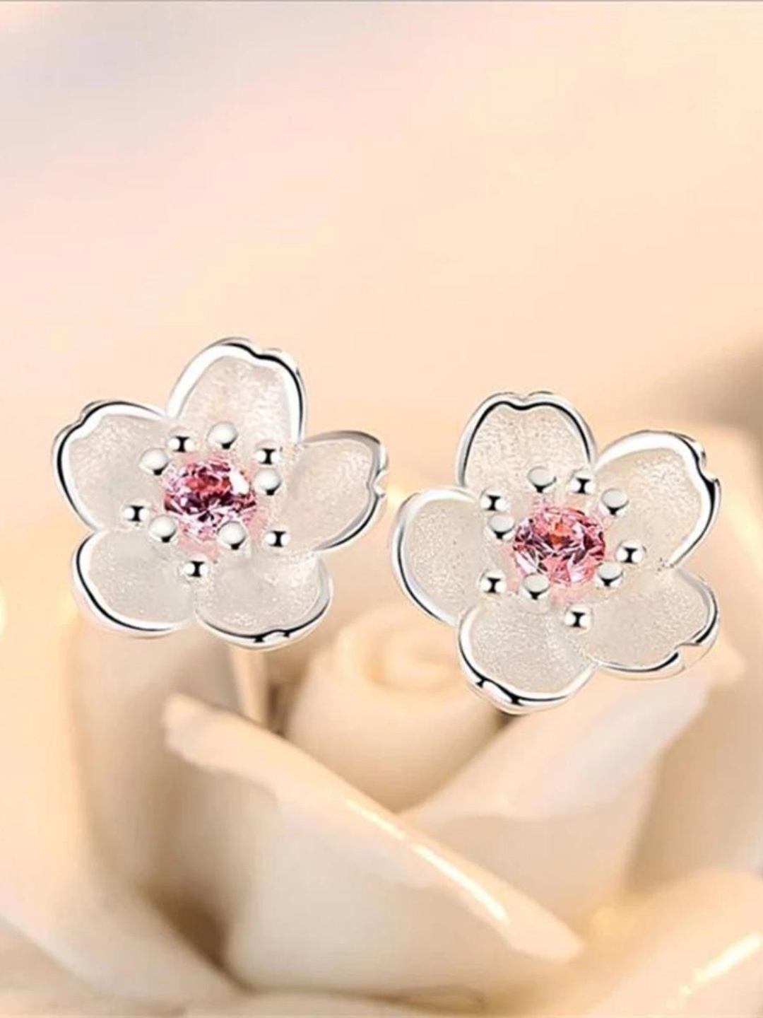 

MYKI Silver-Plated Contemporary Stainless Steel Cubic Zirconia Studs