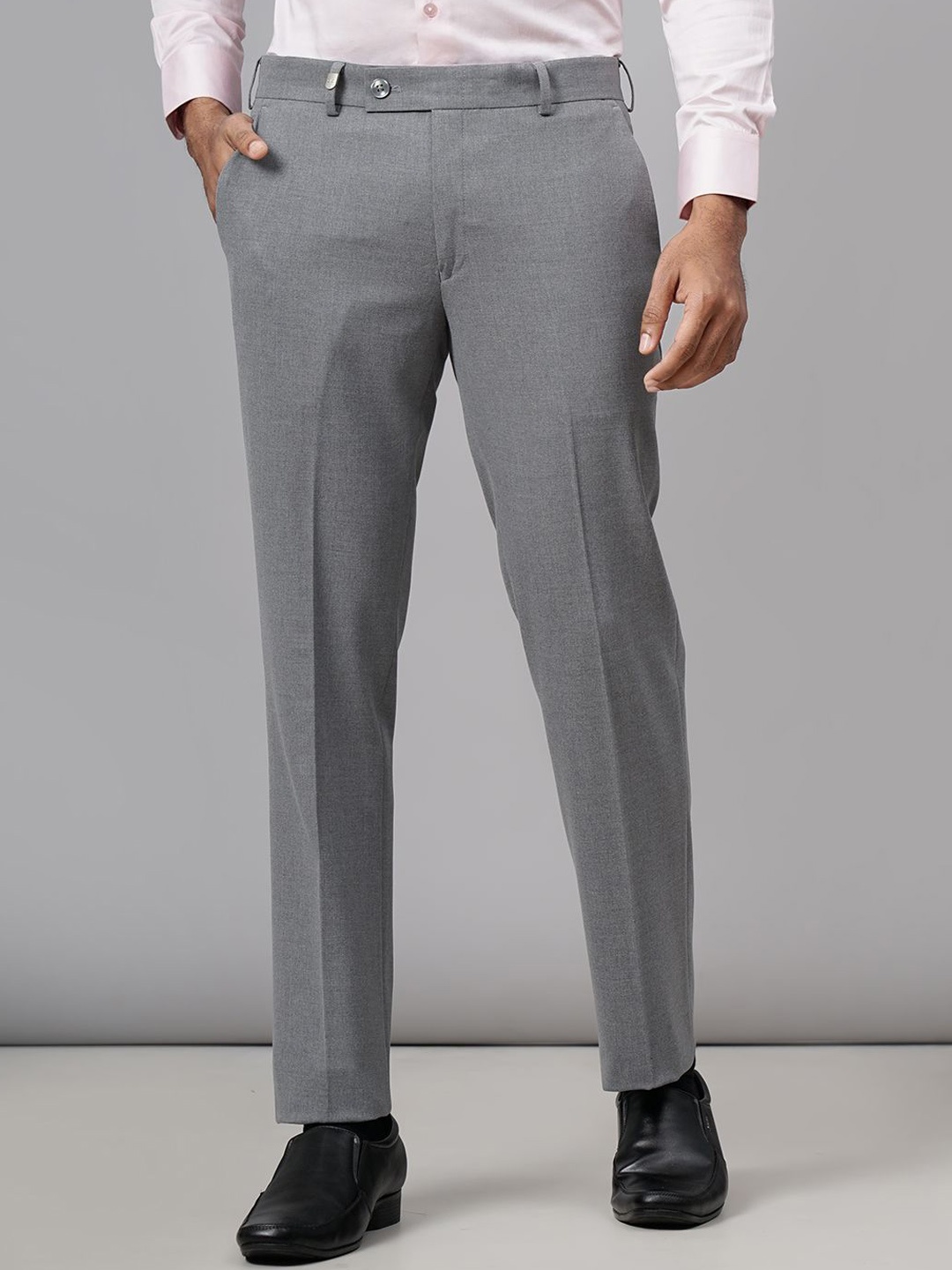 

JB STUDIO Men Slim Fit Formal Trousers, Grey