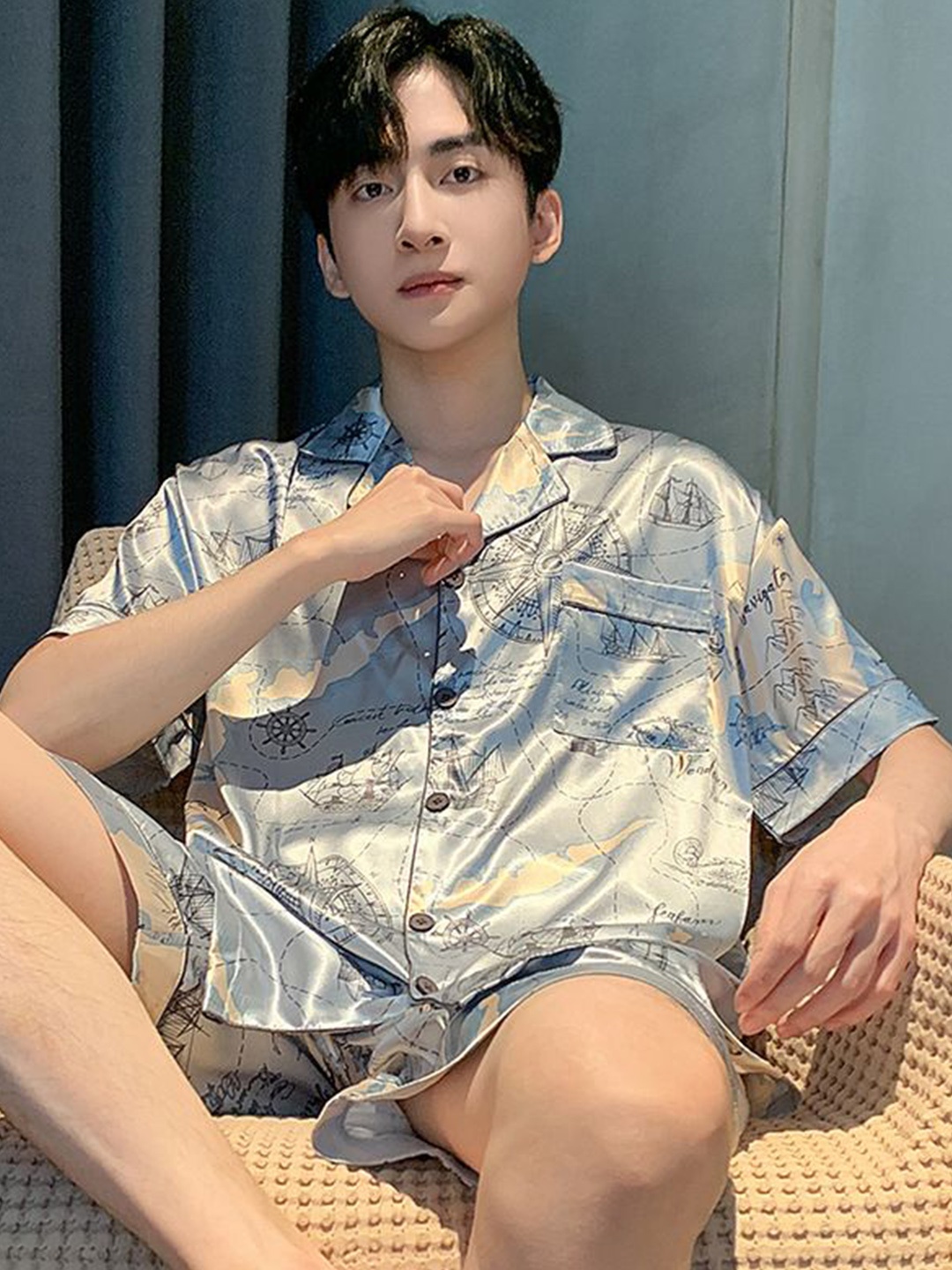 

StyleCast Grey Floral Printed Shirt With Shorts Nightsuits