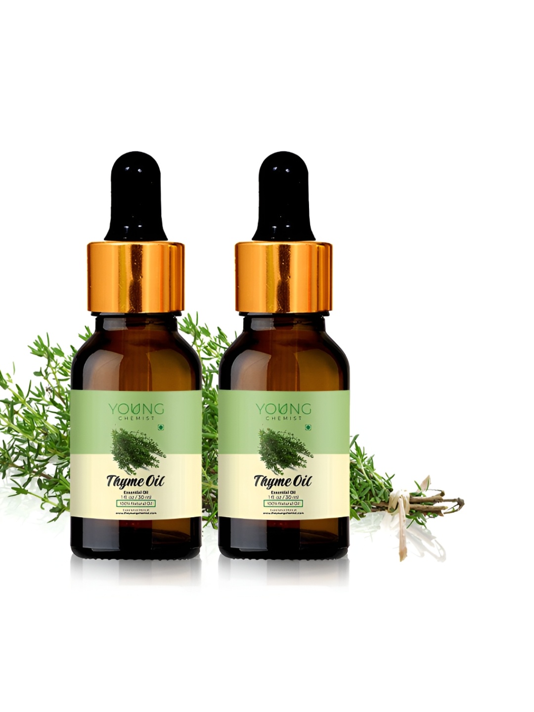 

YOUNG CHEMIST Set Of 2 Thyme Essential Oil For Skin - 15 ml Each, Brown