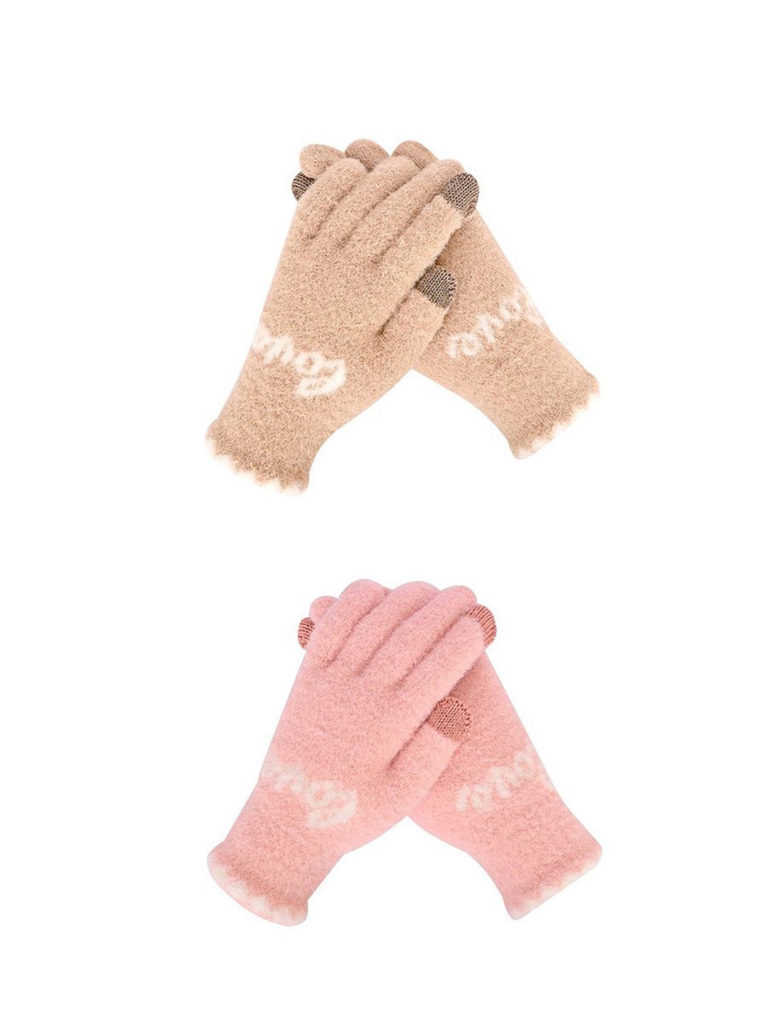 

LOOM LEGACY Women Pack of 2 Acrylic Touchscreen Gloves, Pink