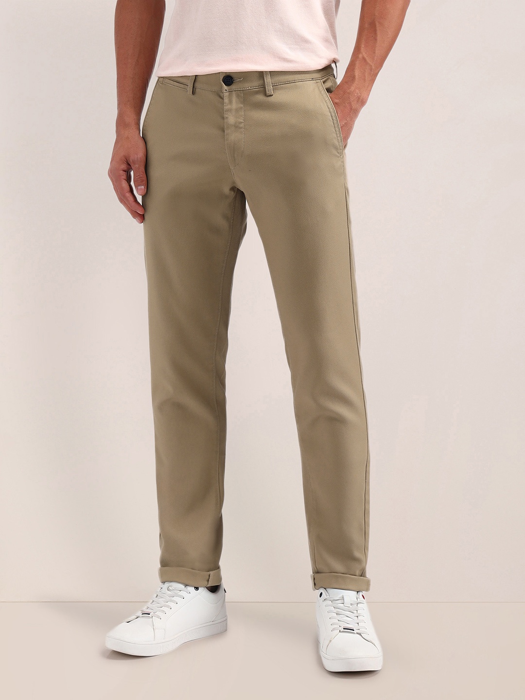 

U.S. Polo Assn. Men Urban Slim Mid-Rise Cotton Regular Trousers, Khaki