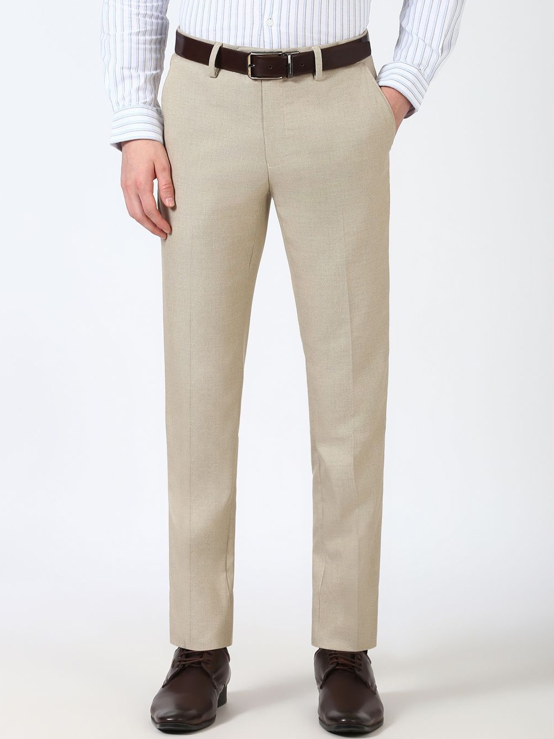 

Peter England Men Slim Fit Trousers, Beige