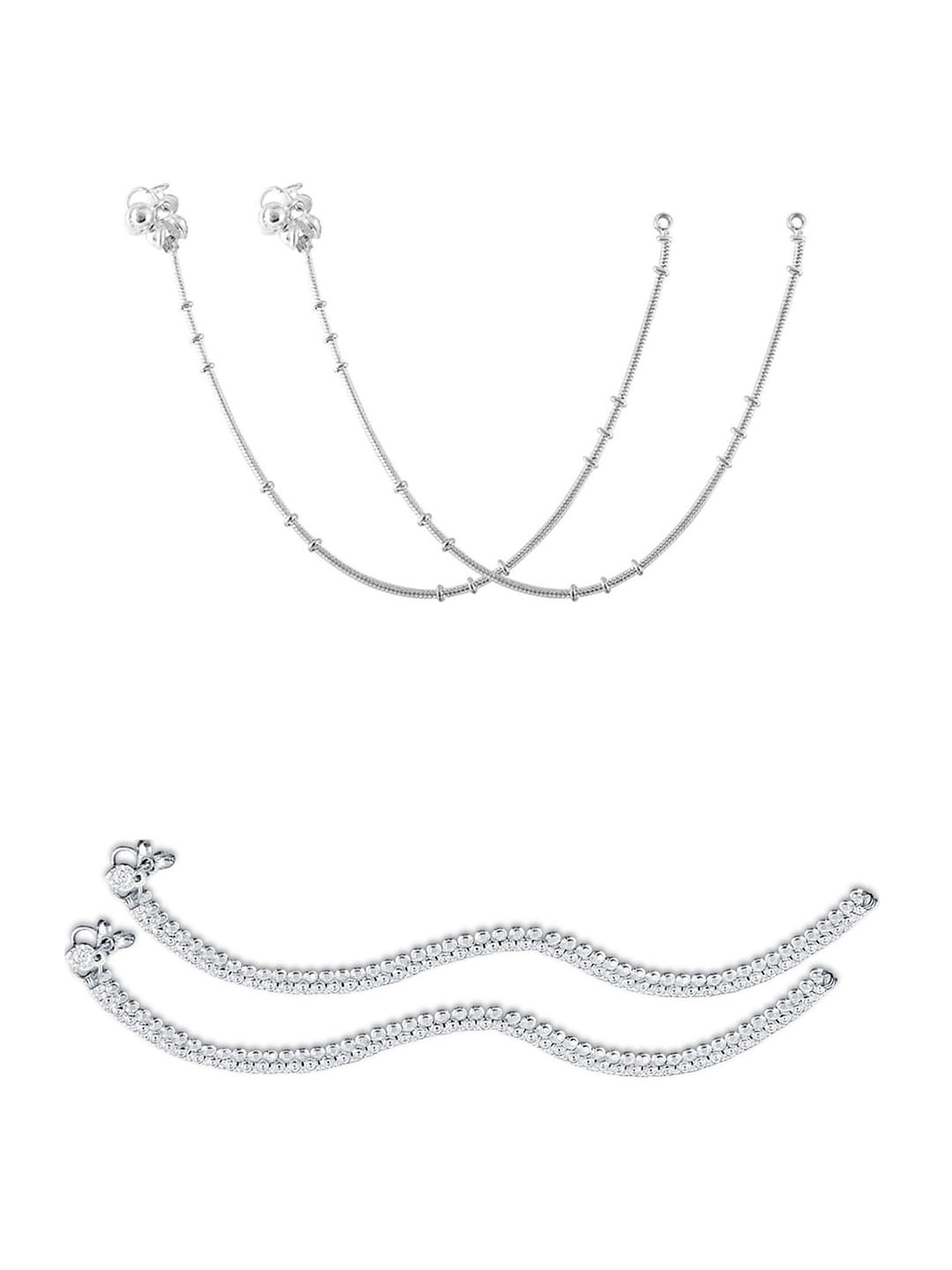 

Heer Collection Set Of 2 Silver-Plated Anklets