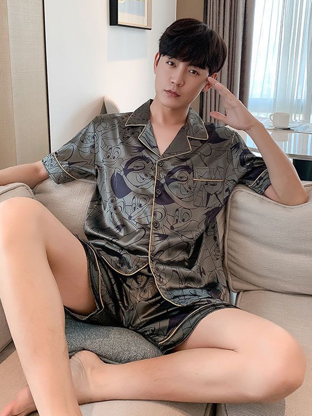 

StyleCast Grey Printed Shirt With Shorts