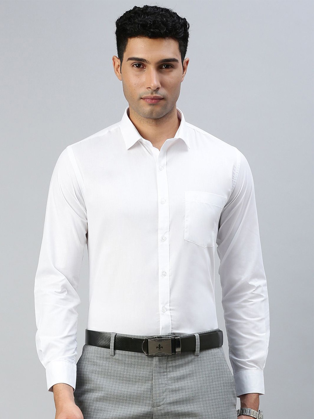 

Ramraj Men Classic Spread Collar Solid Slim Fit Formal Shirt, White
