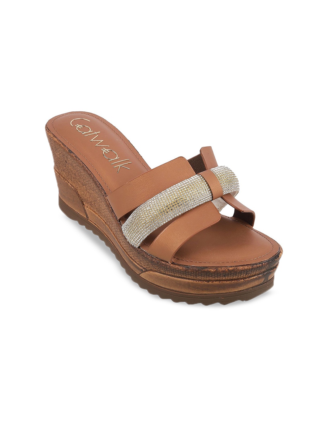 

Catwalk Women Leather Wedge Sandals, Brown