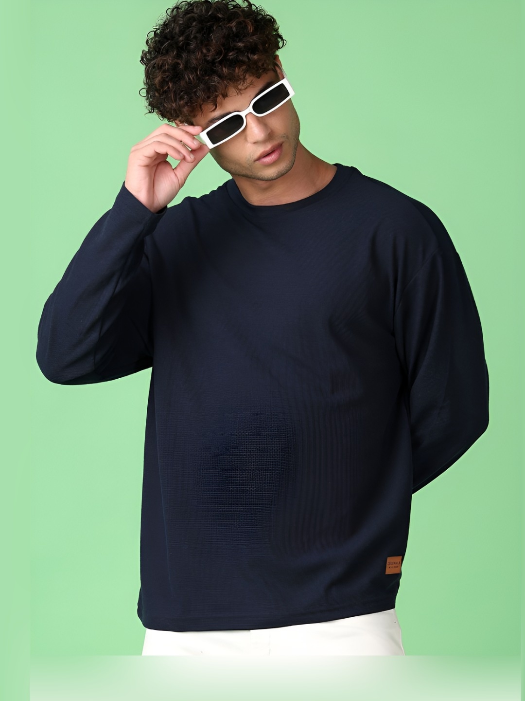 

V-Mart Men Solid Round Neck Cotton T-shirt, Navy blue