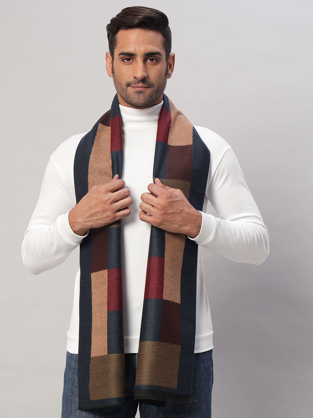 

HANDICRAFT PALACE Men Checked Merino Wool Mufflers, Blue