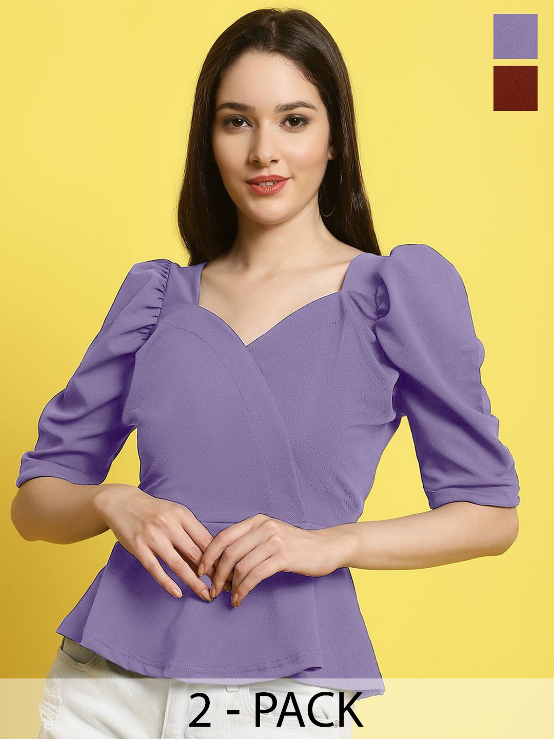 

Metronaut Women Pack of 2 Valentino Casual Top, Purple