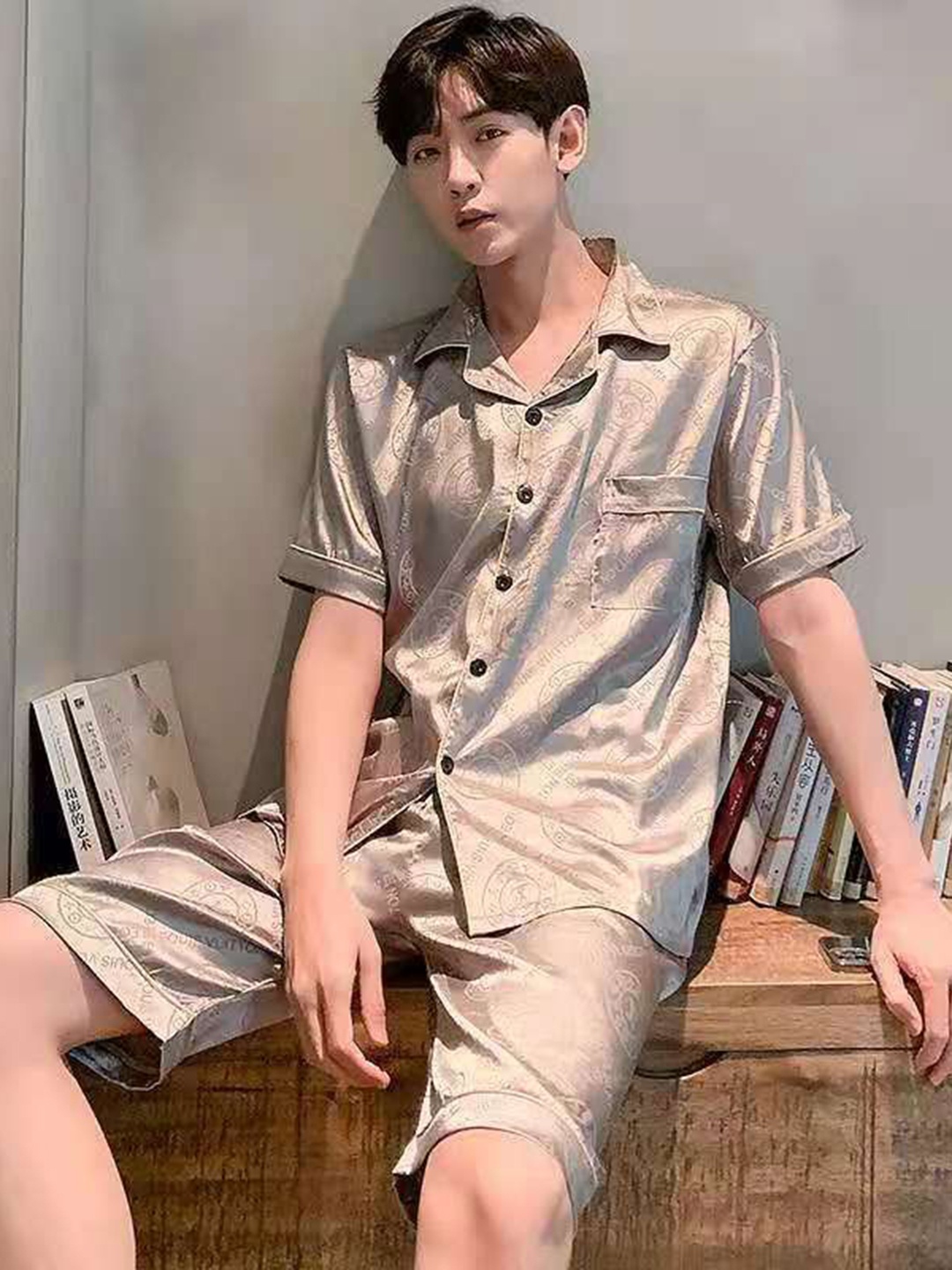 

StyleCast Printed Shirt With Short, Brown