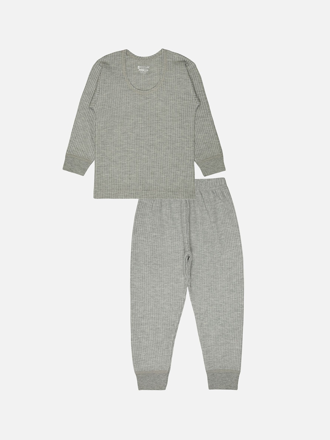 

BODYCARE INSIDER Kids Striped Cotton Thermal Set, Grey melange