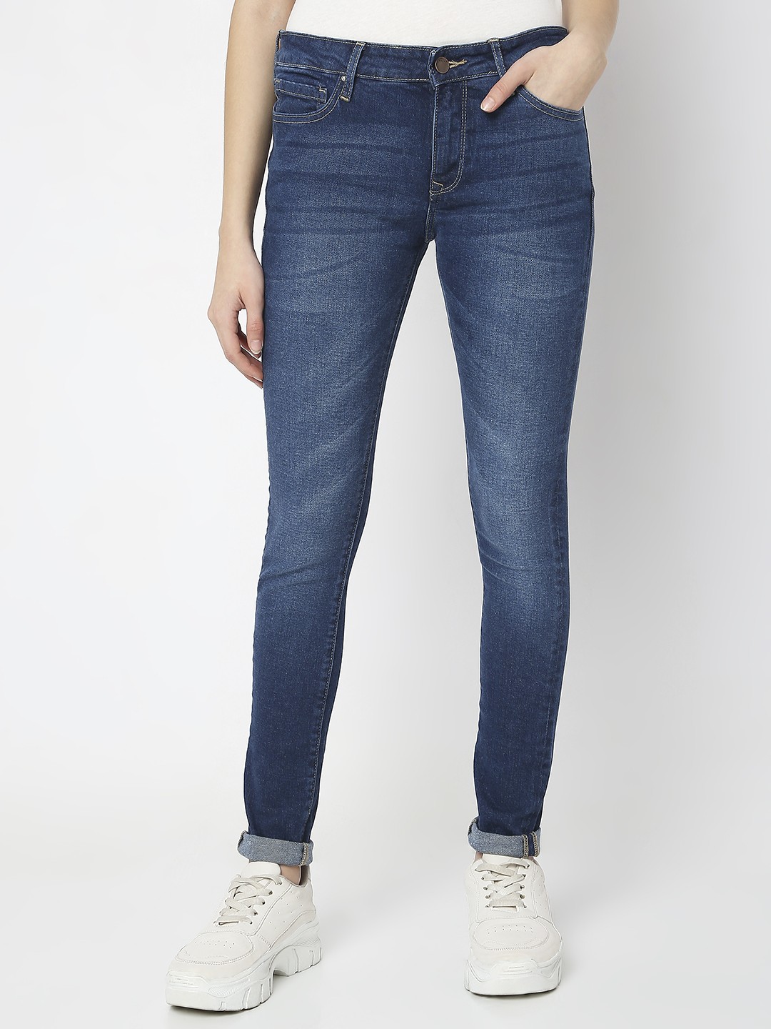 

SPYKAR Women Blue Mid-Rise Heavy Fade Skinny Fit Jeans