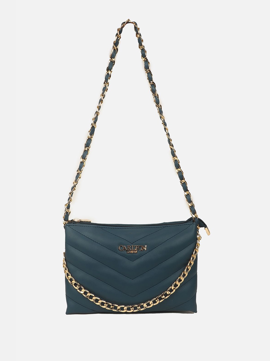 

Carlton London Women Textured Crossbody Leather Sling Bag, Teal