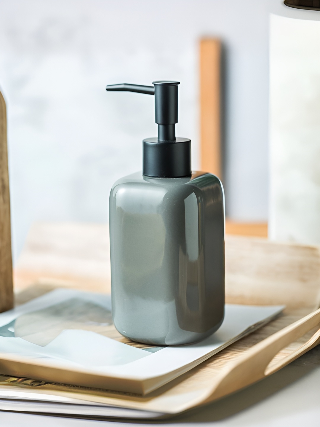 

The Better Home Grey & Black Ceramic Glossy Soap Dispenser 300 ml